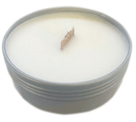 Tin Candle Open, wood Wick