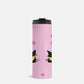 Ew, People. Pink Stainless Steel Tumbler, Black Cat, yellow eyes