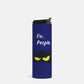 Ew, People. Navy Stainless Steel Tumbler, Black Cat, yellow eyes