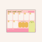 A weekly planner notepad with a pastel pink background, featuring sections for Monday through Friday, two Sunday boxes, a 'Priorities' area, and a light green sticky note labeled 'Brain Dump'. The brand name 'Little Wins' is visible in the bottom left corner.