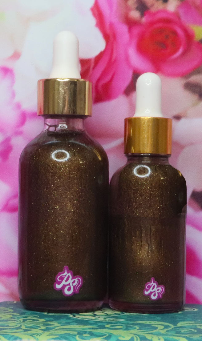 Penelope's Shop Bronze Shimmering Oil Back of the bottles