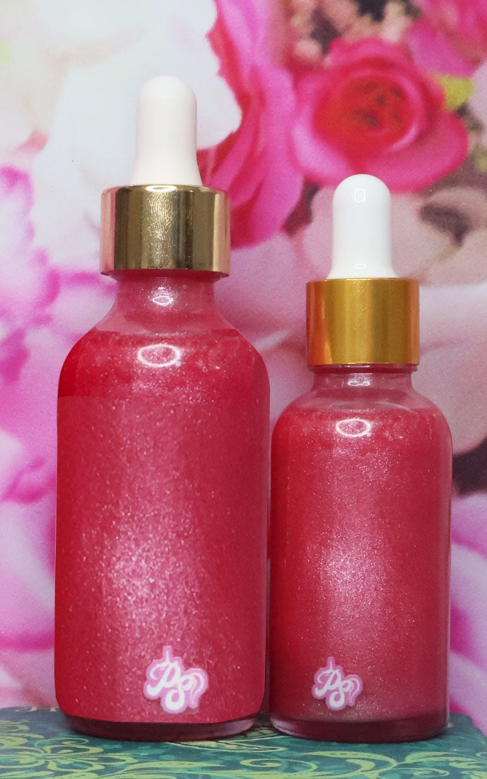Penelope's Shop Pink Shimmering Oil Back of the bottle