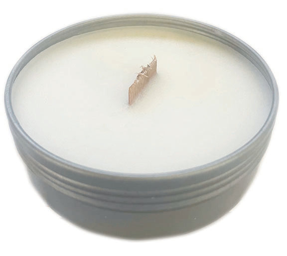 West Clay Tin Candle Open, wood Wick