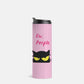 Ew, People. Pink Stainless Steel Tumbler, Black Cat, yellow eyes