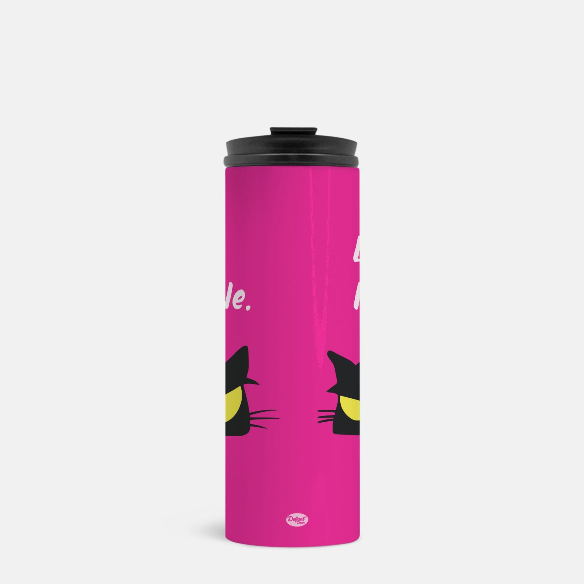 Ew, People. Magenta Stainless Steel Tumbler, Black Cat, yellow eyes